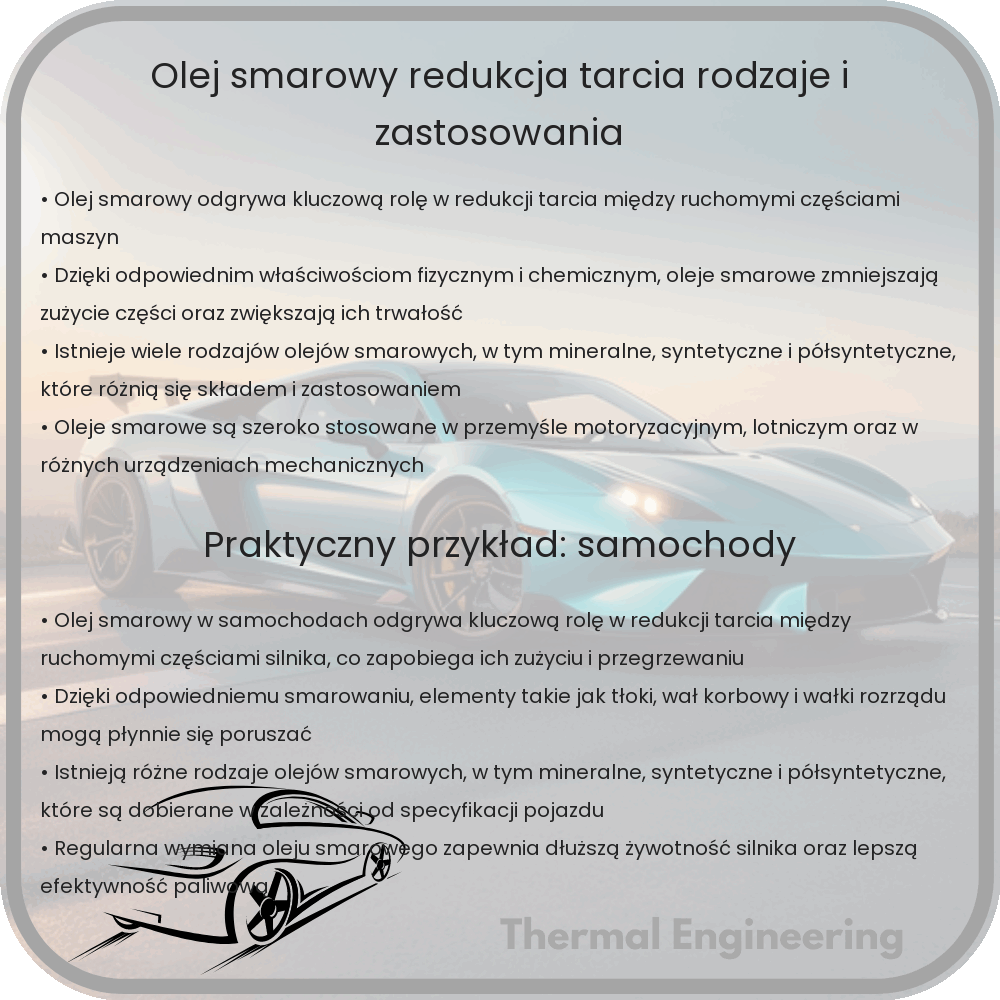 Olej smarowy | Redukcja tarcia, rodzaje i zastosowania