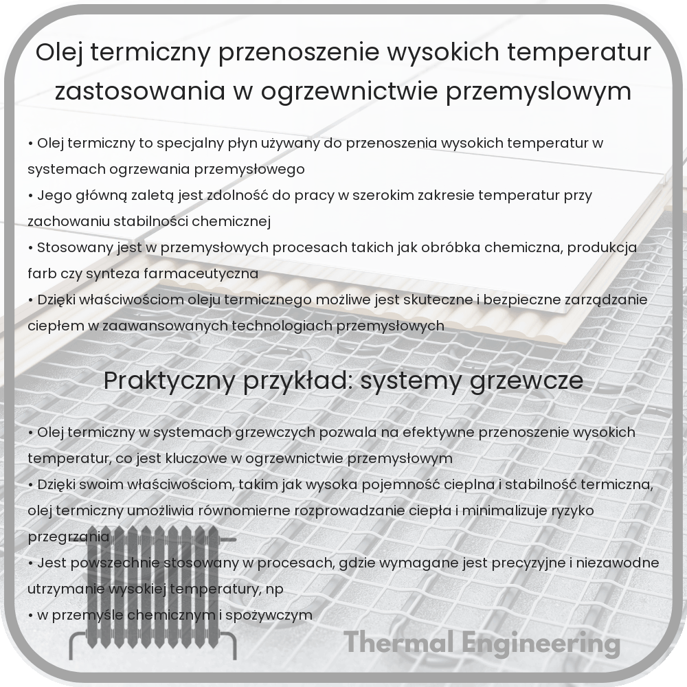 Olej Termiczny | Przenoszenie Wysokich Temperatur, Zastosowania w Ogrzewnictwie Przemysłowym