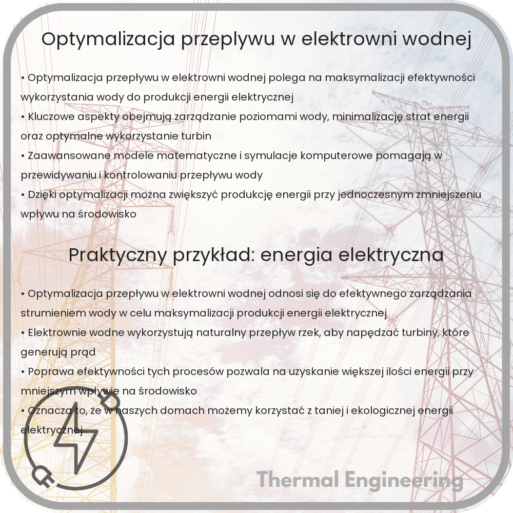 Optymalizacja przepływu w elektrowni wodnej