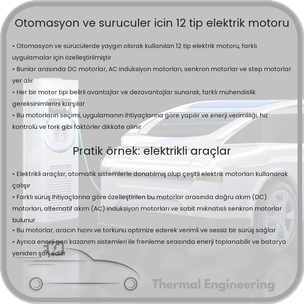 Otomasyon ve Sürücüler için 12 Tip Elektrik Motoru