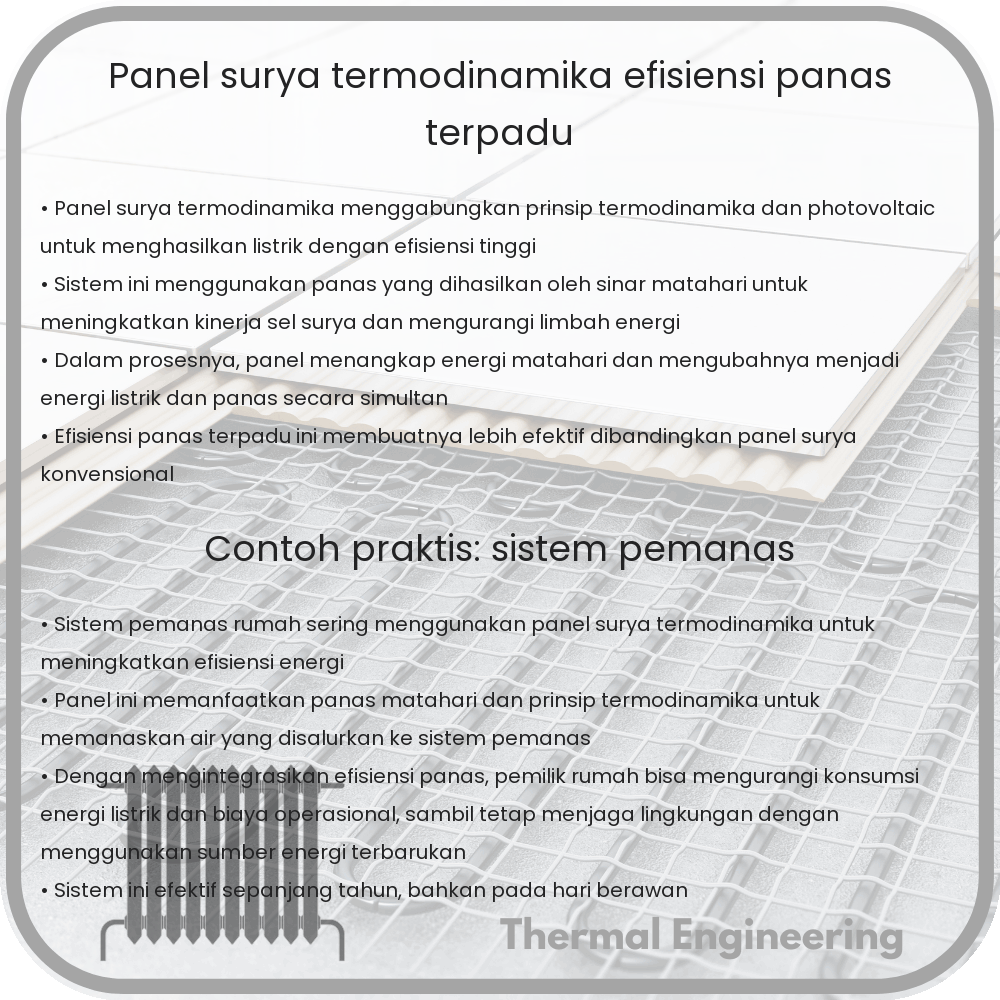 Panel Surya Termodinamika | Efisiensi Panas Terpadu
