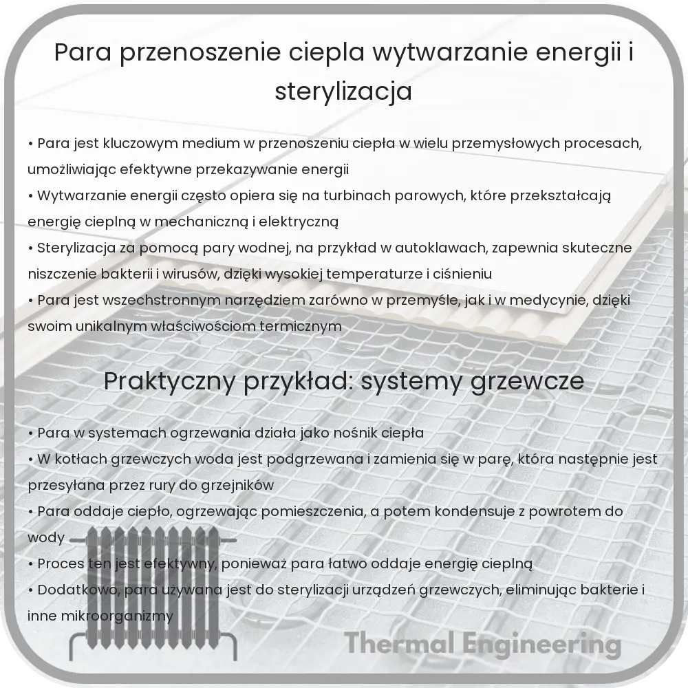 Para | Przenoszenie Ciepła, Wytwarzanie Energii i Sterylizacja