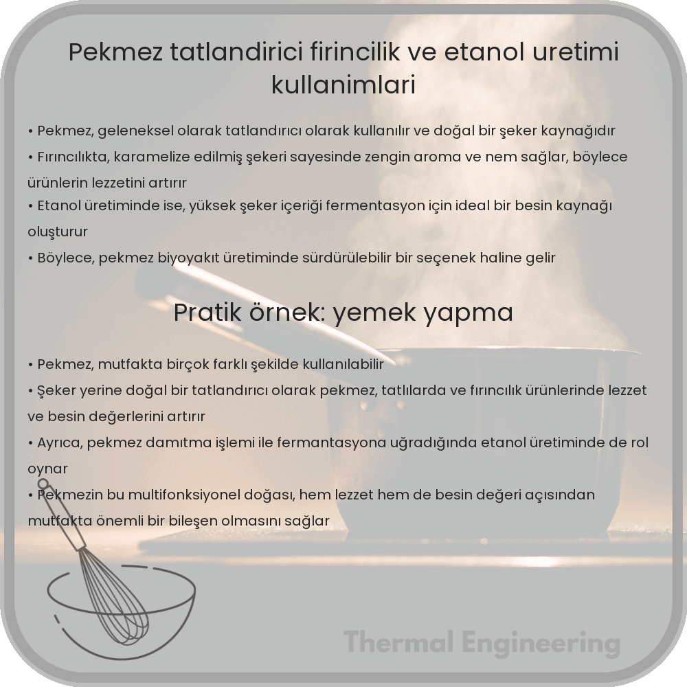 Pekmez | Tatlandırıcı, Fırıncılık ve Etanol Üretimi Kullanımları