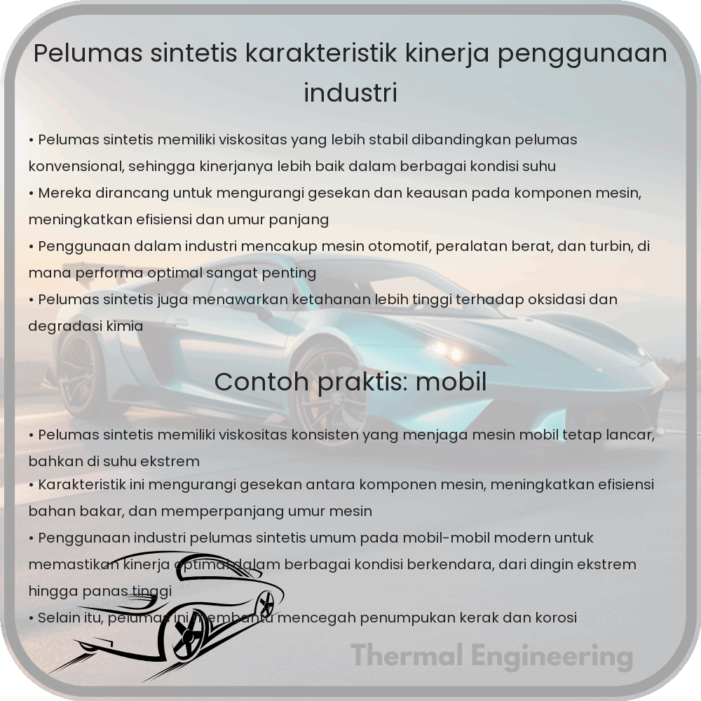 Pelumas Sintetis | Karakteristik Kinerja, Penggunaan Industri