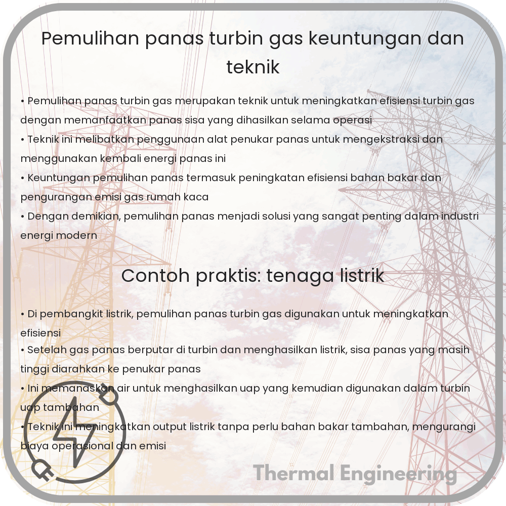 Pemulihan Panas Turbin Gas | Keuntungan dan Teknik