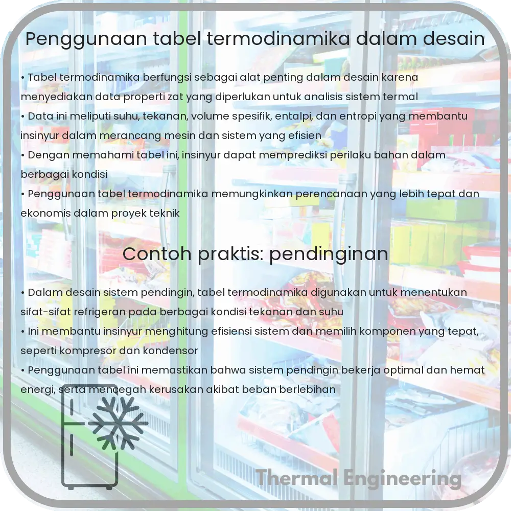 Penggunaan Tabel Termodinamika dalam Desain