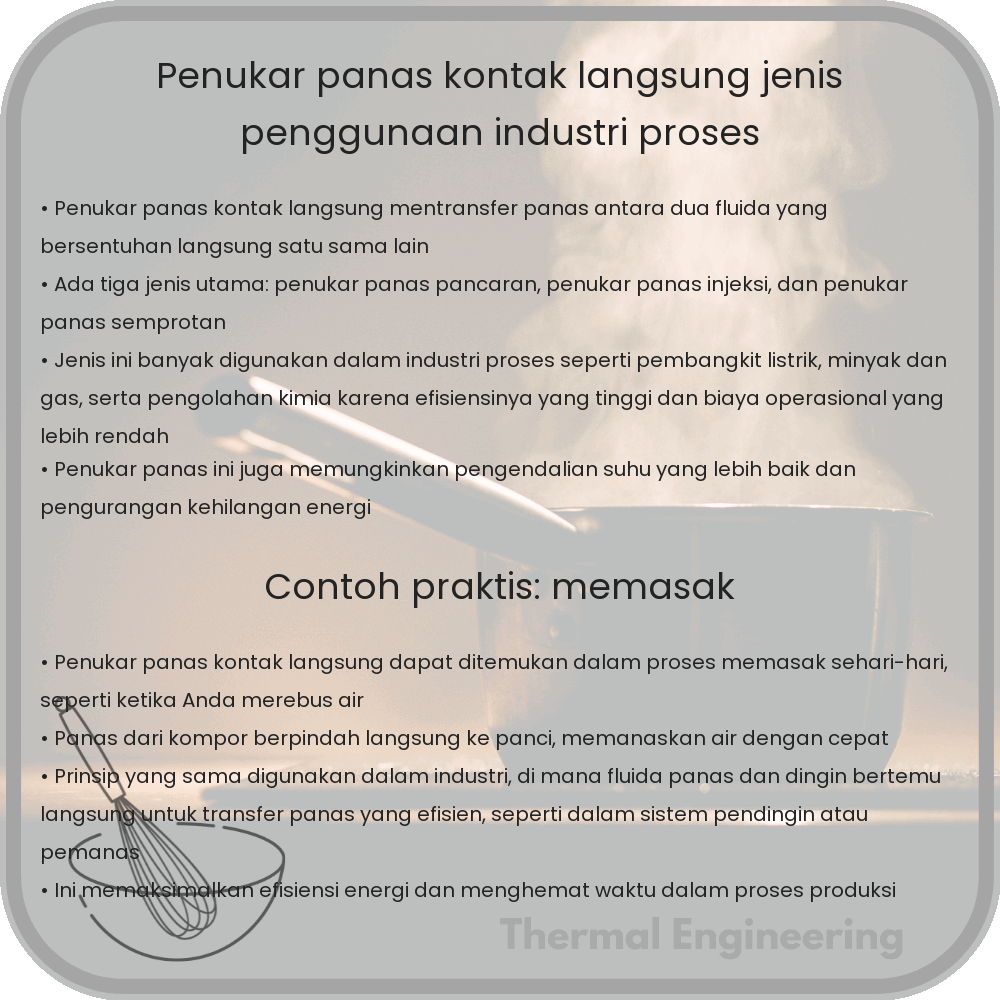 Penukar Panas Kontak Langsung | Jenis & Penggunaan Industri Proses