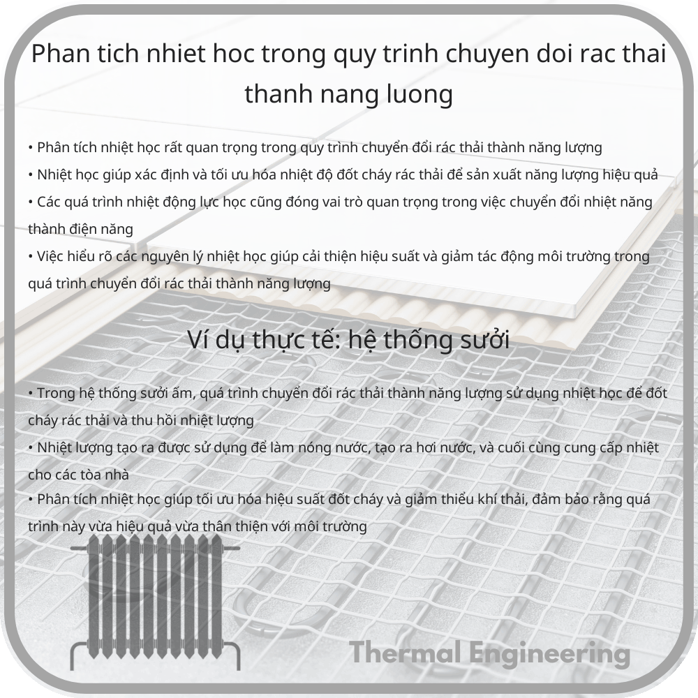 Phân Tích Nhiệt Học Trong Quy Trình Chuyển Đổi Rác Thải Thành Năng Lượng