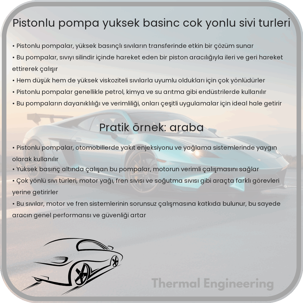 Pistonlu Pompa | Yüksek Basınç & Çok Yönlü Sıvı Türleri