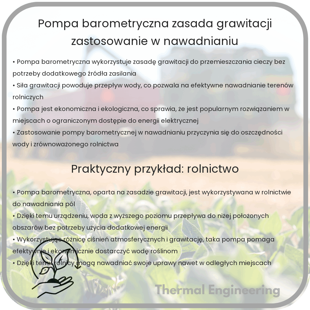 Pompa Barometryczna | Zasada Grawitacji & Zastosowanie w Nawadnianiu