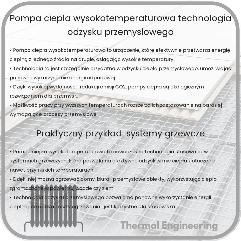 Pompa ciepła wysokotemperaturowa | Technologia odzysku przemysłowego