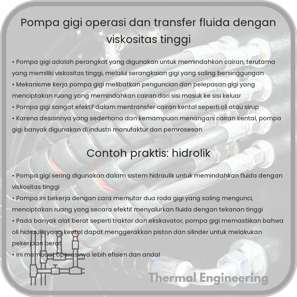 Pompa Gigi | Operasi dan Transfer Fluida dengan Viskositas Tinggi
