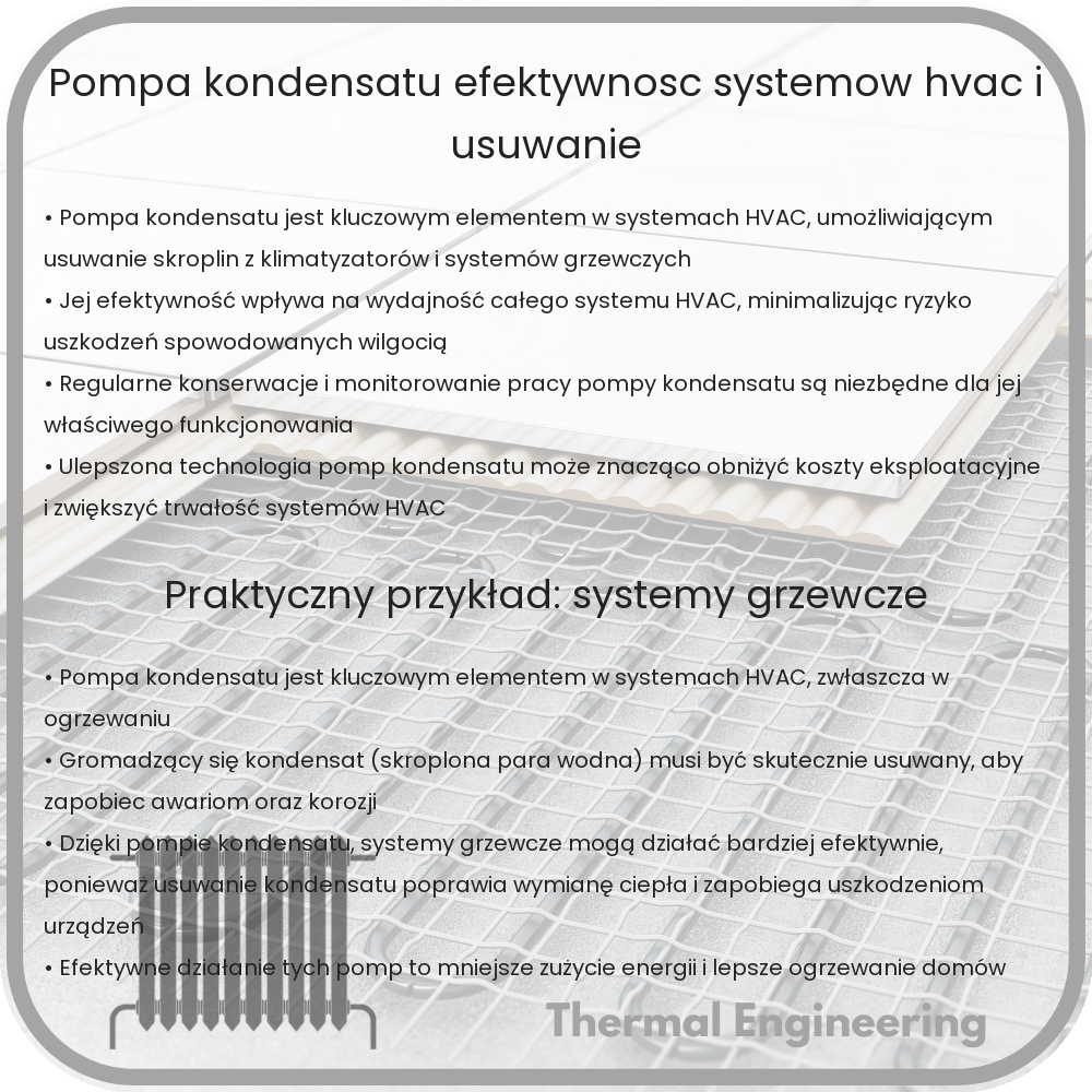 Pompa kondensatu | Efektywność systemów HVAC i usuwanie
