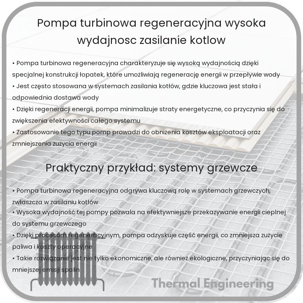 Pompa Turbinowa Regeneracyjna | Wysoka Wydajność & Zasilanie Kotłów