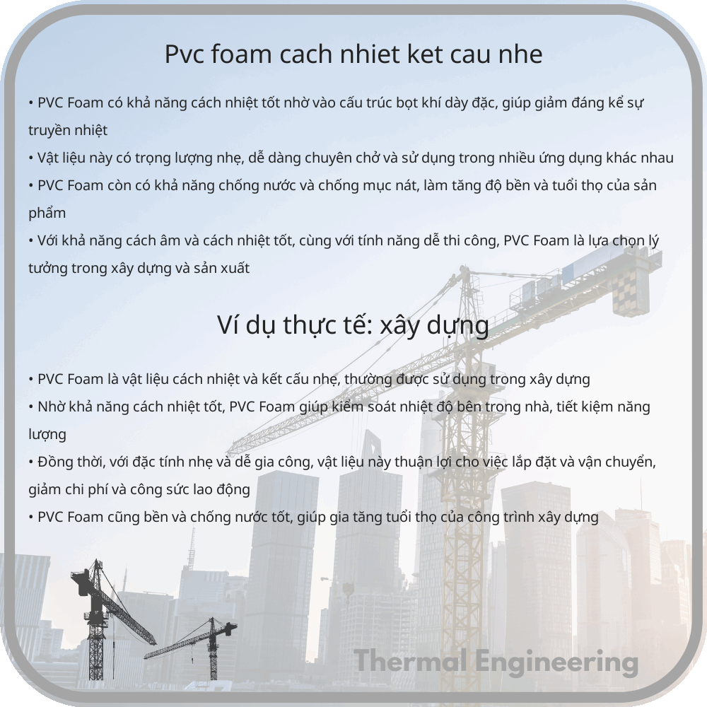 PVC Foam | Cách Nhiệt, Kết Cấu Nhẹ