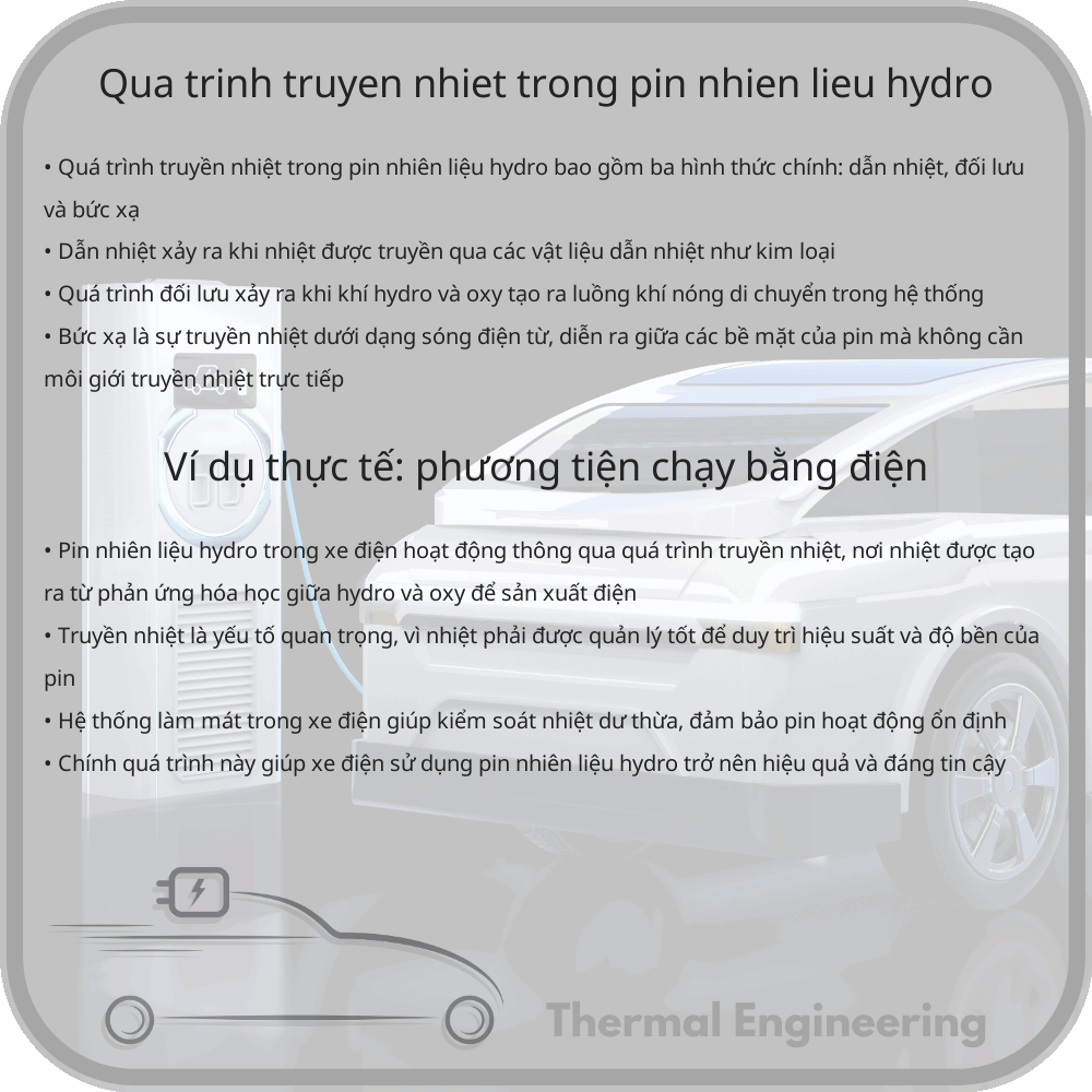 Quá trình truyền nhiệt trong pin nhiên liệu hydro