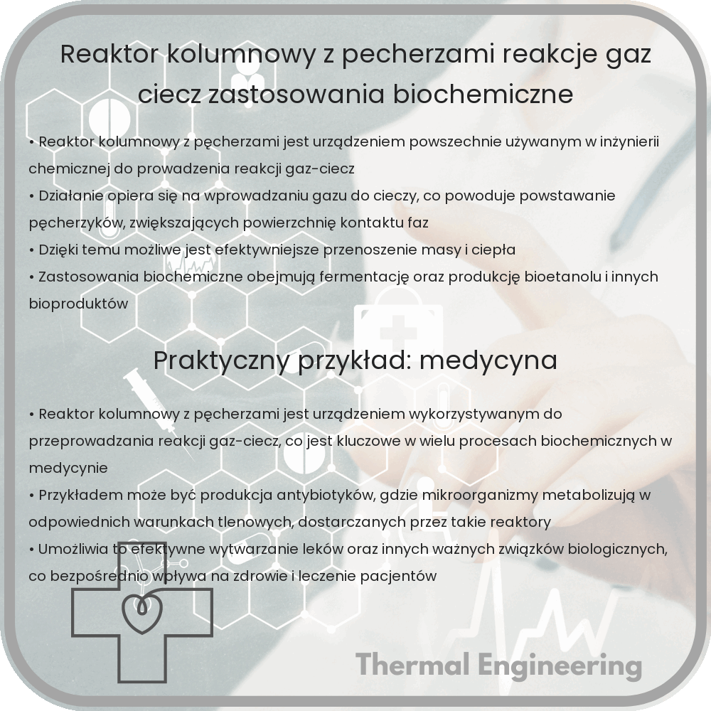 Reaktor Kolumnowy Z Pęcherzami | Reakcje Gaz-Ciecz, Zastosowania Biochemiczne