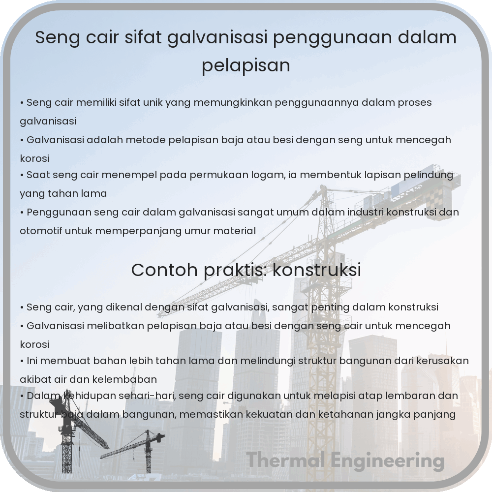 Seng Cair | Sifat Galvanisasi, Penggunaan dalam Pelapisan