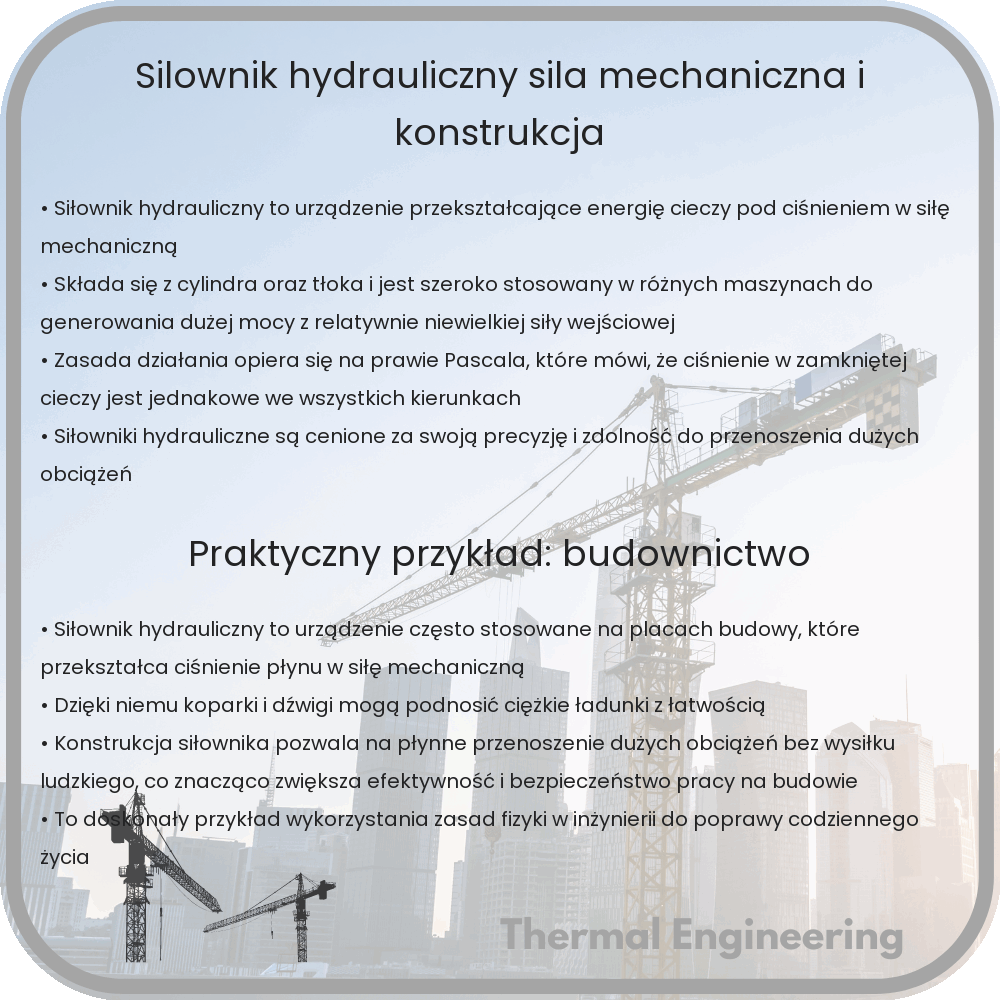Siłownik hydrauliczny: Siła mechaniczna i konstrukcja