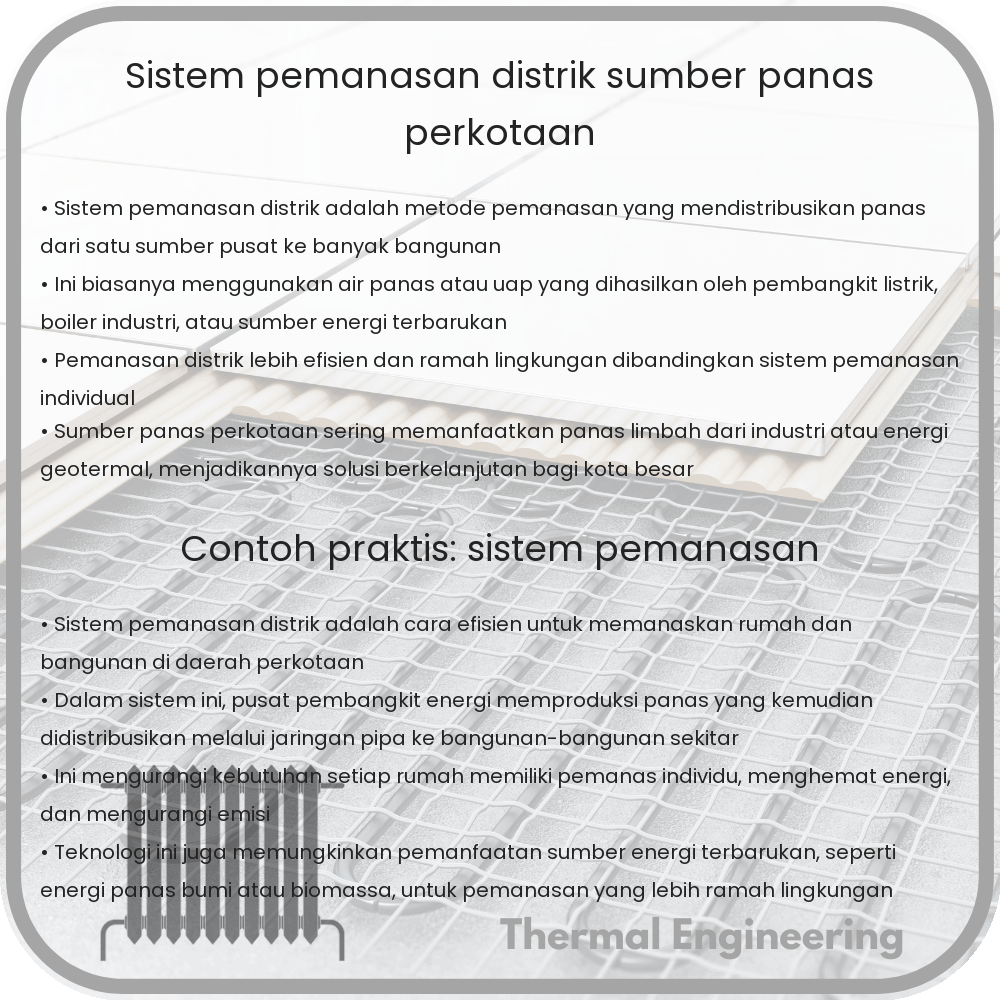 Sistem Pemanasan Distrik | Sumber Panas Perkotaan