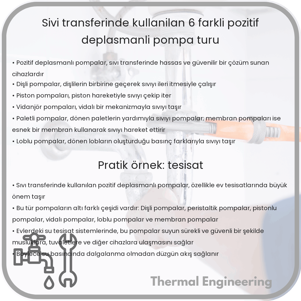 Sıvı Transferinde Kullanılan 6 Farklı Pozitif Deplasmanlı Pompa Türü