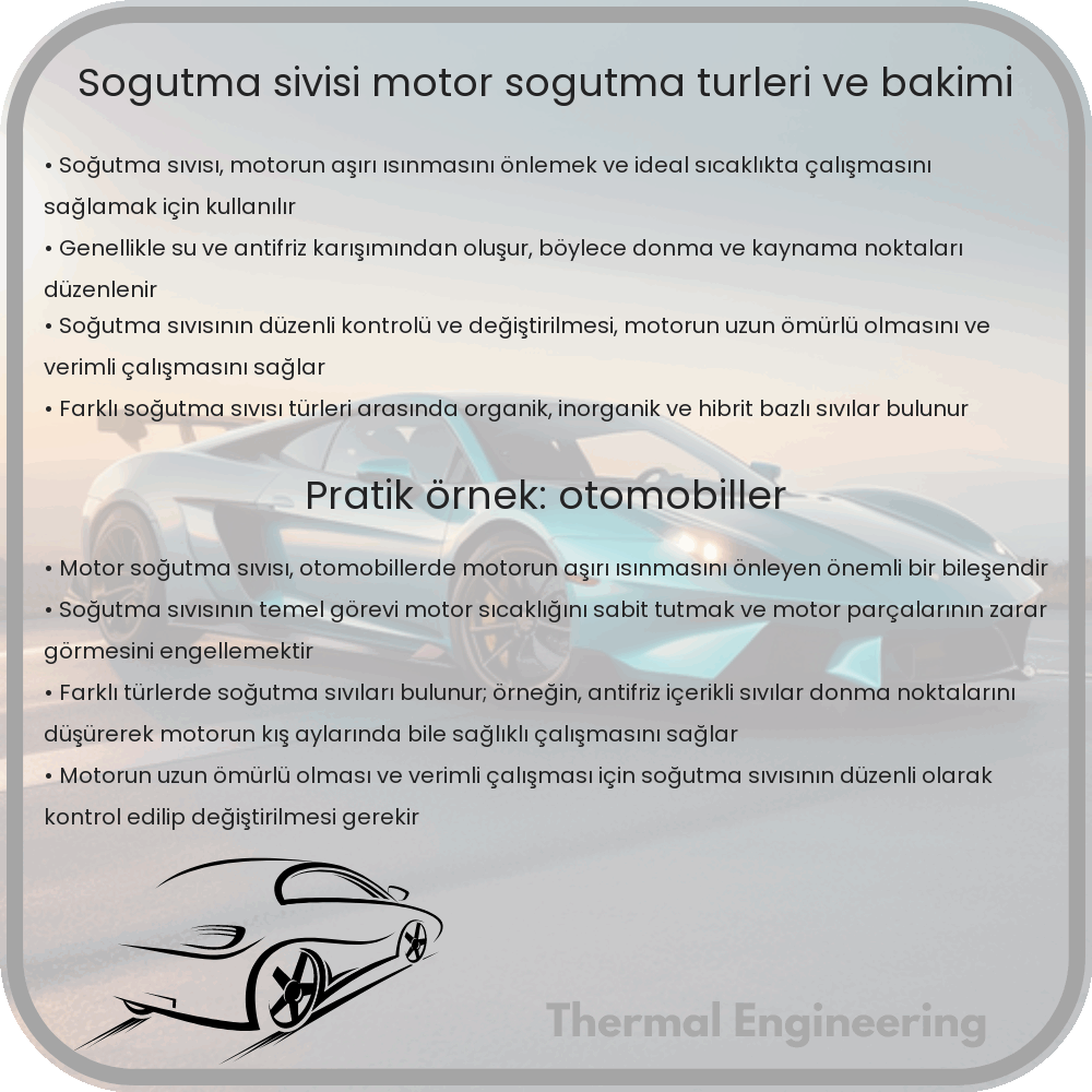 Soğutma Sıvısı | Motor Soğutma, Türleri ve Bakımı