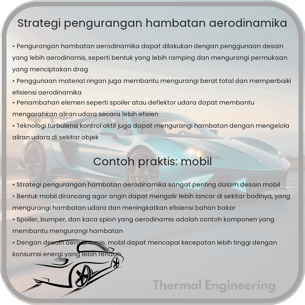Strategi Pengurangan Hambatan Aerodinamika