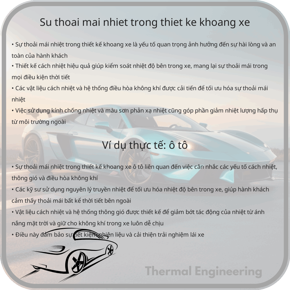Sự thoải mái nhiệt trong thiết kế khoang xe