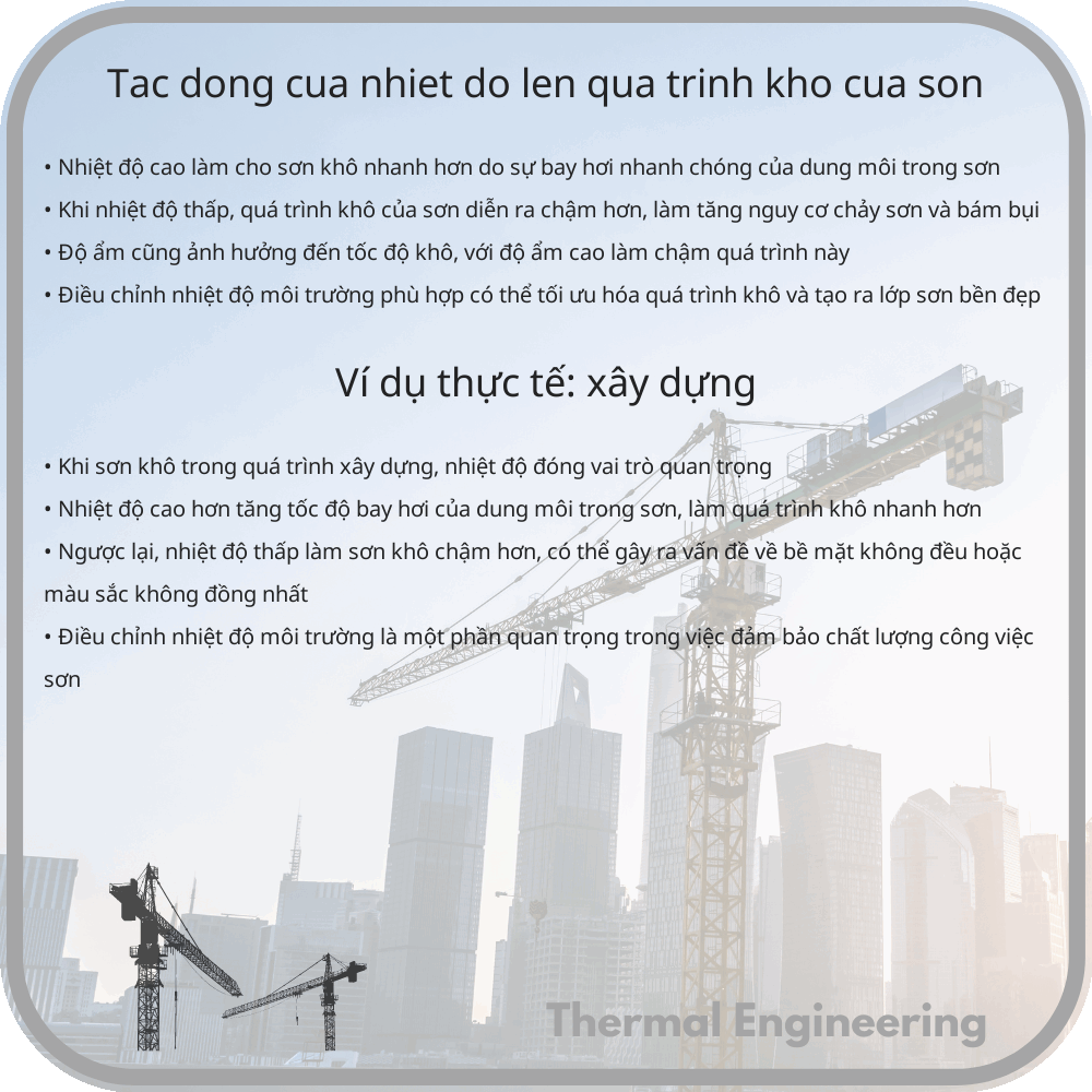 Tác động của nhiệt độ lên quá trình khô của sơn