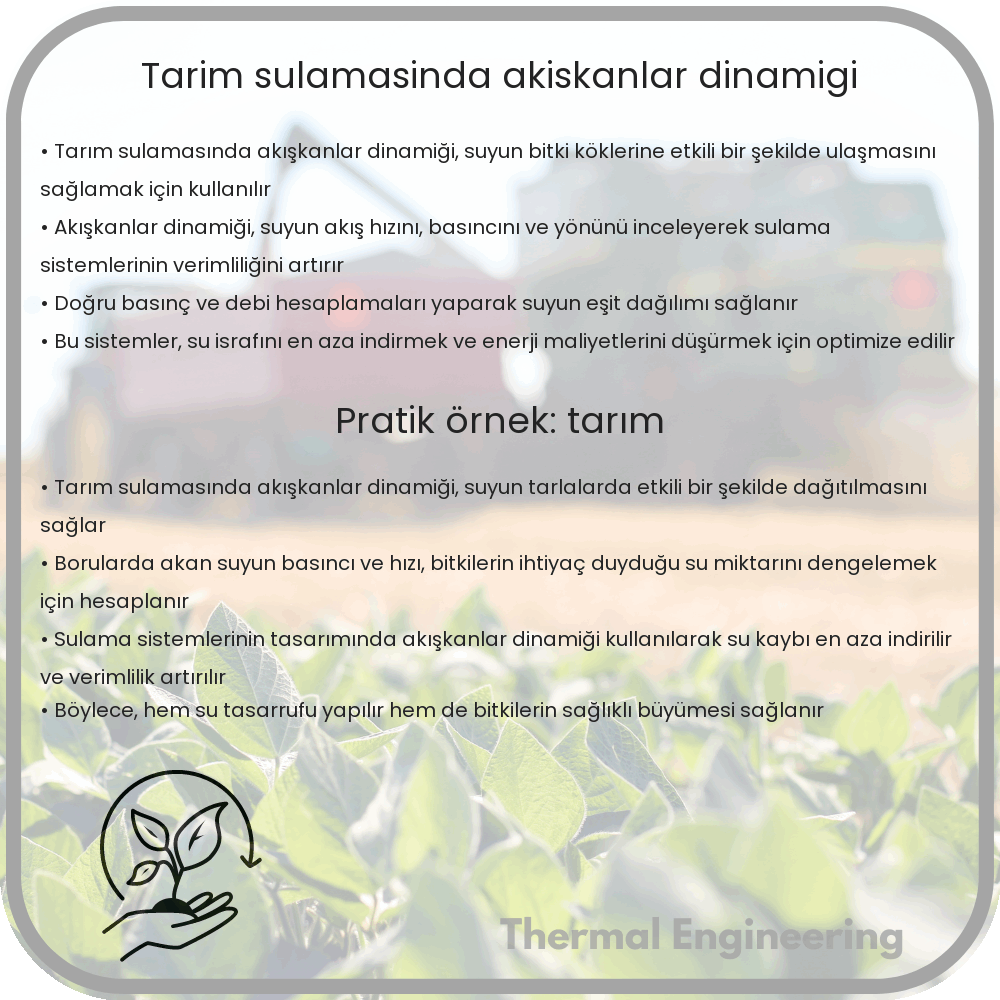 Tarım Sulamasında Akışkanlar Dinamiği