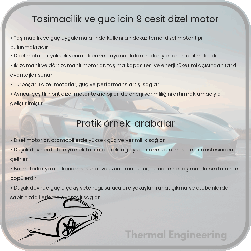 Taşımacılık ve Güç İçin 9 Çeşit Dizel Motor