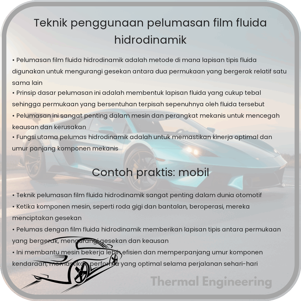 Teknik & Penggunaan Pelumasan Film Fluida Hidrodinamik