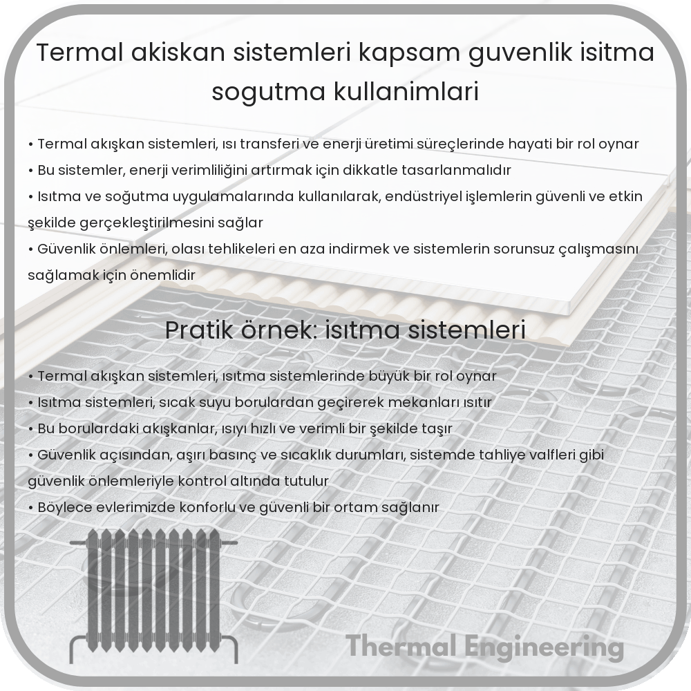 Termal Akışkan Sistemleri | Kapsam, Güvenlik, Isıtma/Soğutma Kullanımları