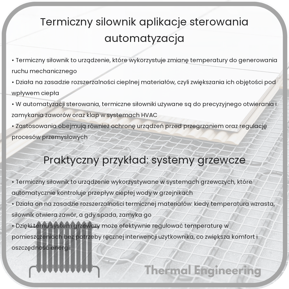 Termiczny Siłownik | Aplikacje Sterowania Automatyzacją