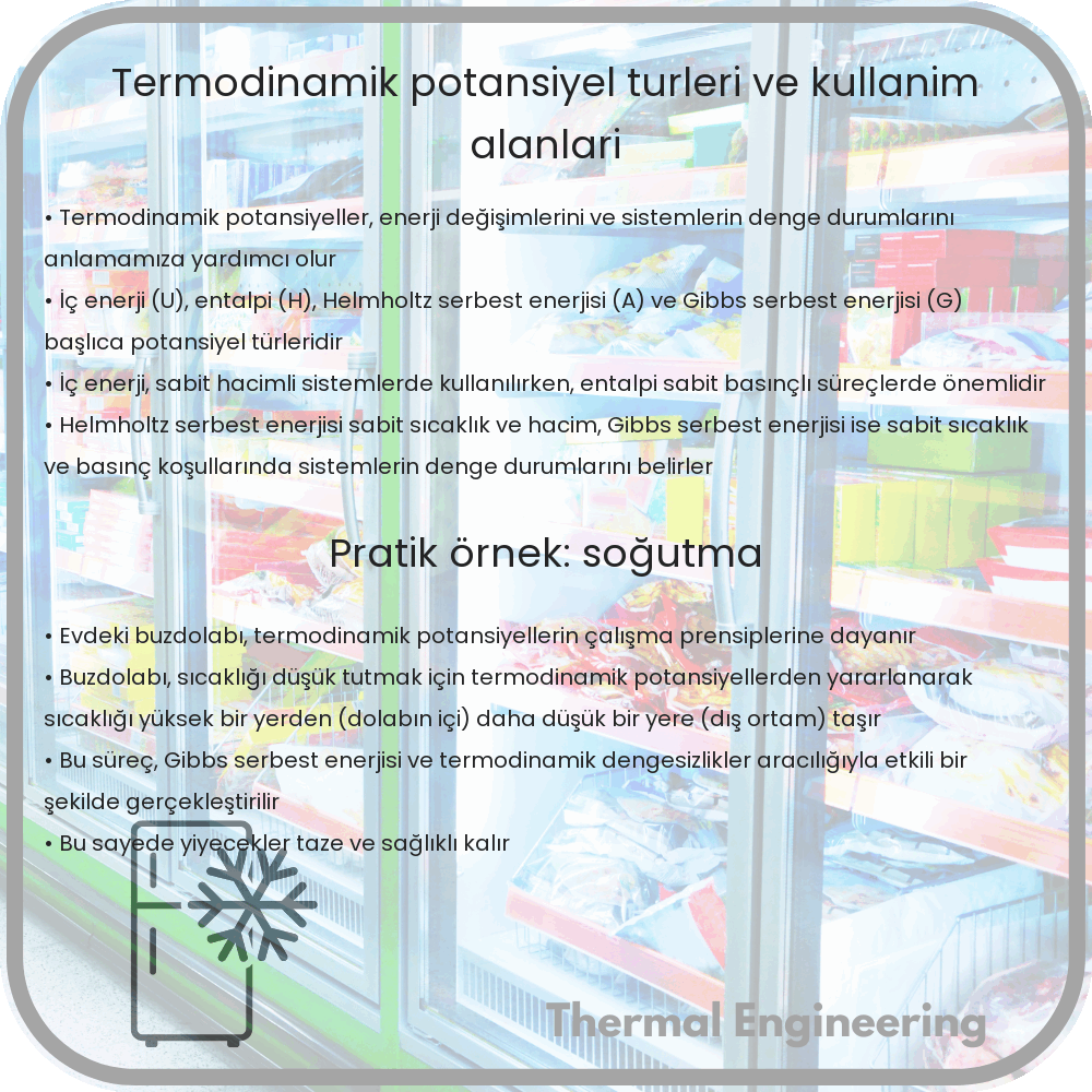 Termodinamik Potansiyel Türleri ve Kullanım Alanları