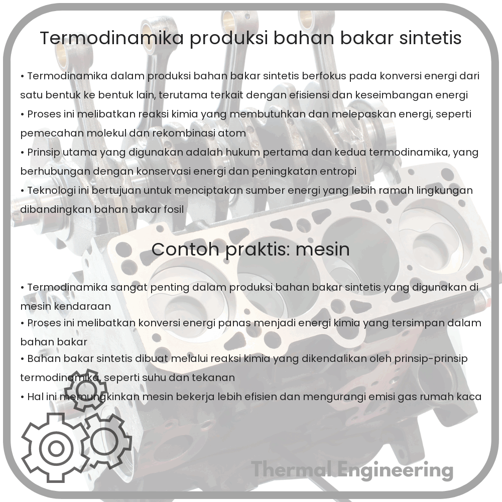 Termodinamika Produksi Bahan Bakar Sintetis