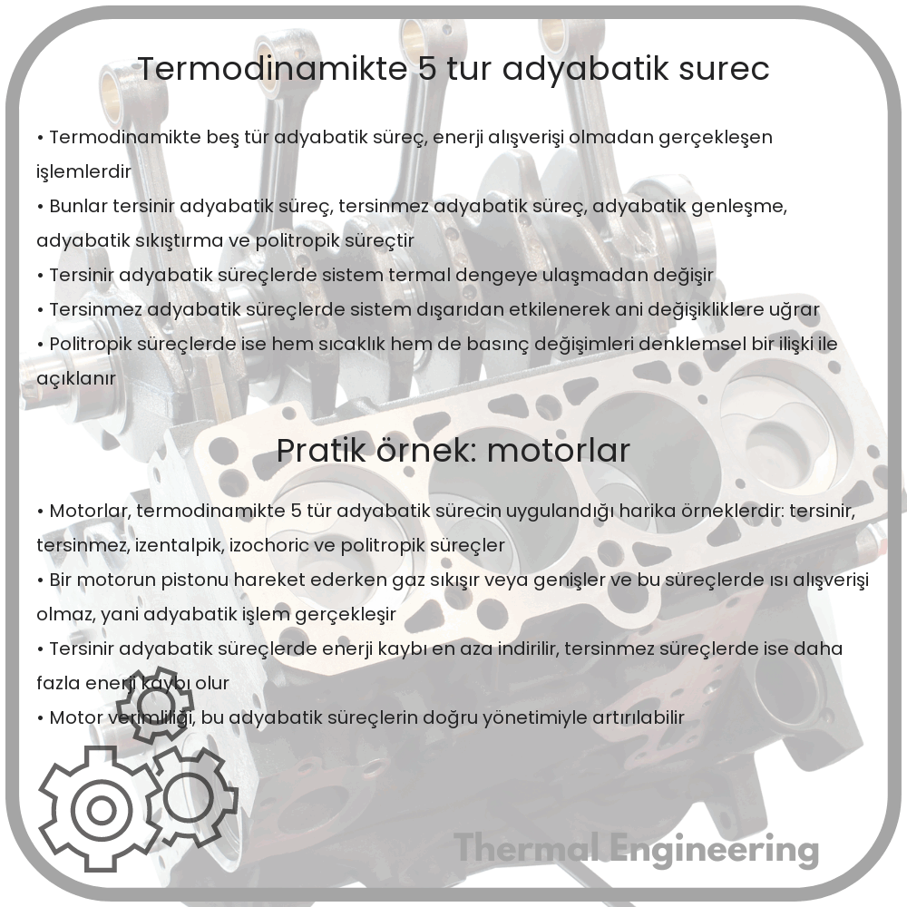 Termodinamikte 5 Tür Adyabatik Süreç