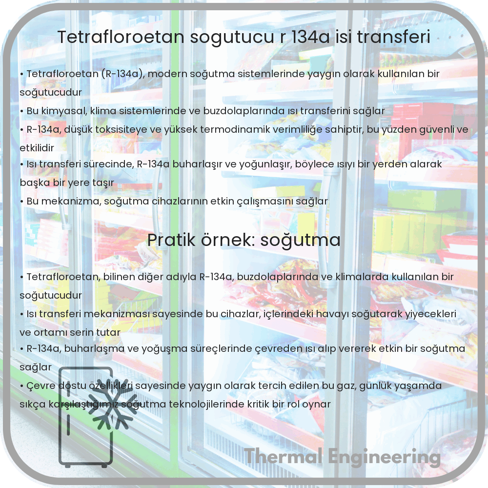 Tetrafloroetan | Soğutucu R-134a, Isı Transferi