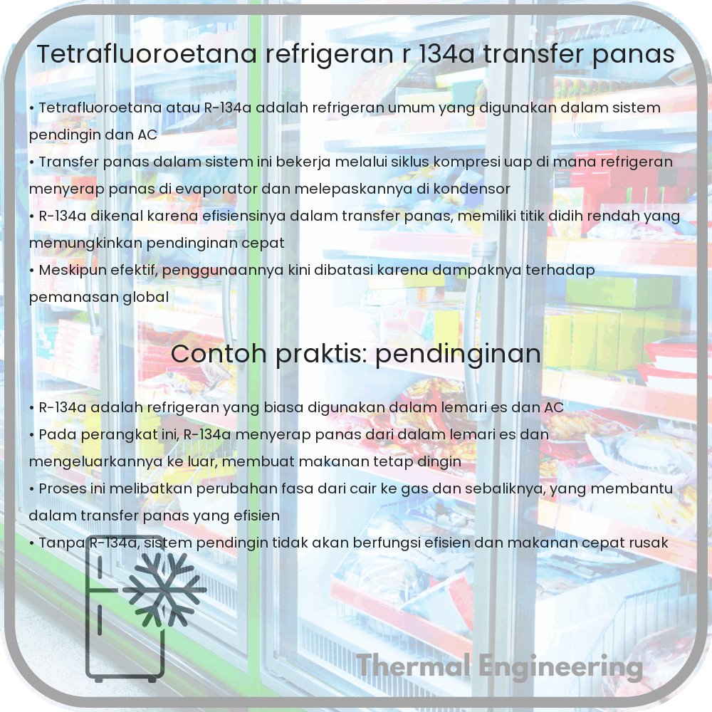 Tetrafluoroetana | Refrigeran R-134a, Transfer Panas