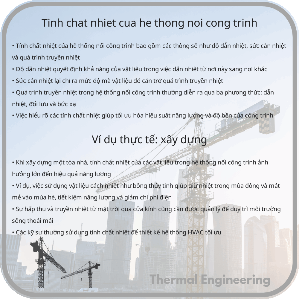 Tính chất nhiệt của hệ thống nối công trình