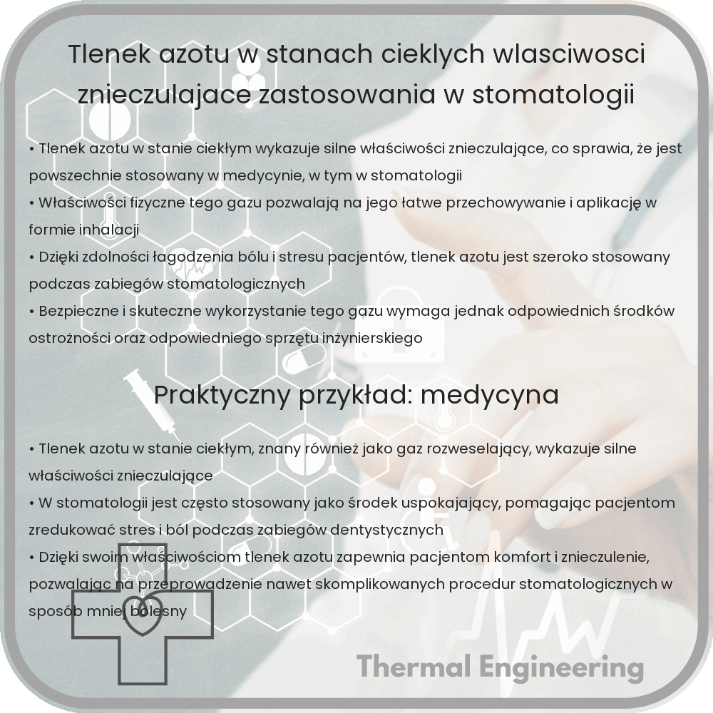 Tlenek Azotu w Stanach Ciekłych | Właściwości Znieczulające, Zastosowania w Stomatologii