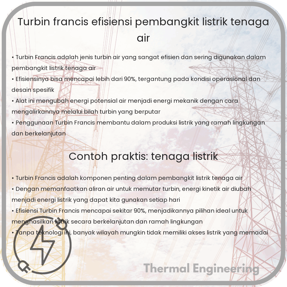 Turbin Francis | Efisiensi, Pembangkit Listrik Tenaga Air