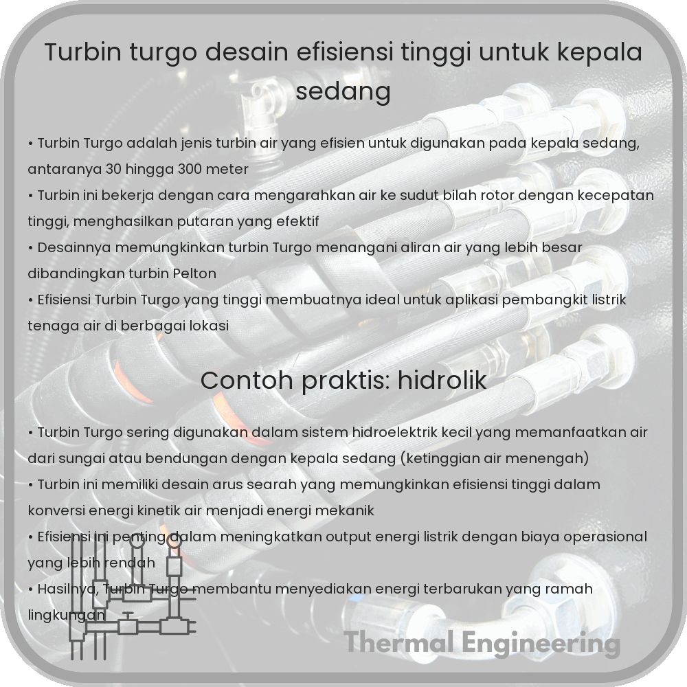 Turbin Turgo | Desain Efisiensi Tinggi untuk Kepala Sedang