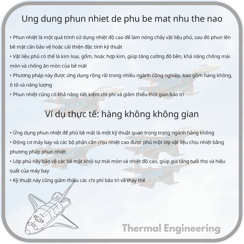 Ứng dụng phun nhiệt để phủ bề mặt như thế nào?