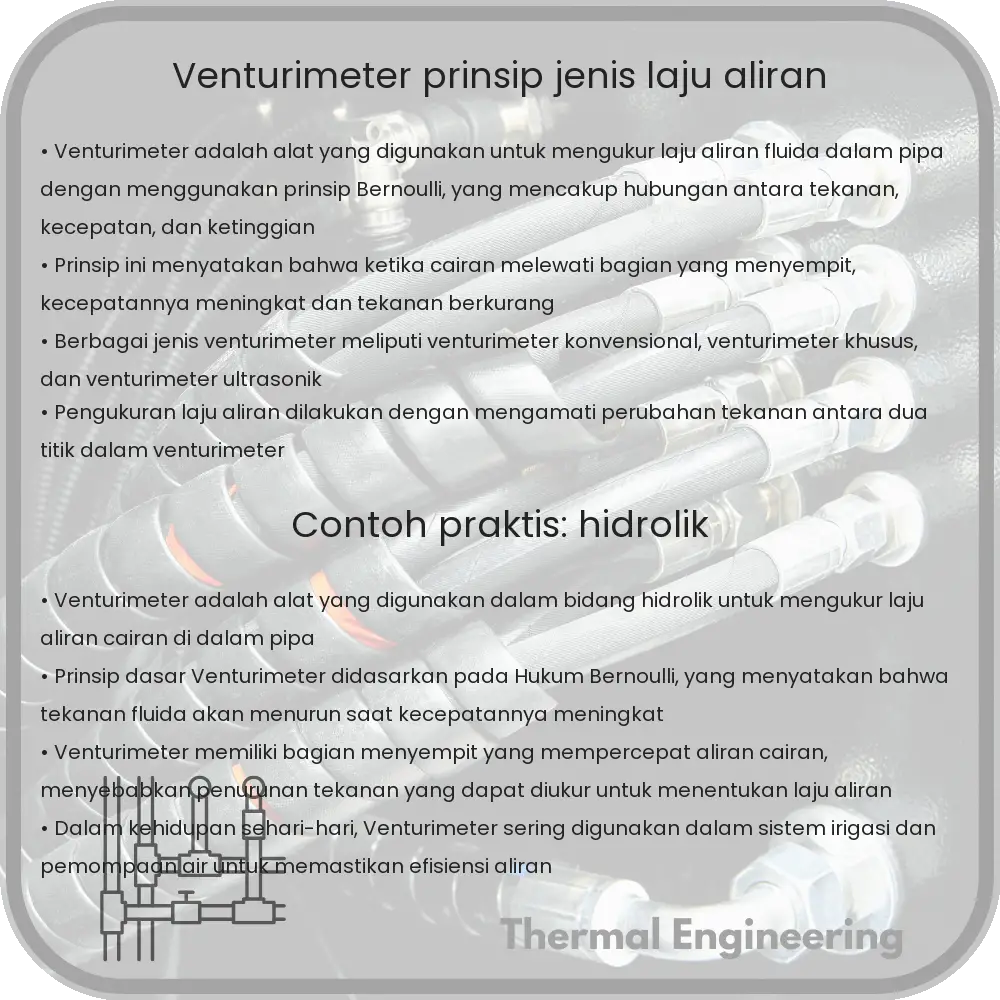 Venturimeter | Prinsip, Jenis, Laju Aliran