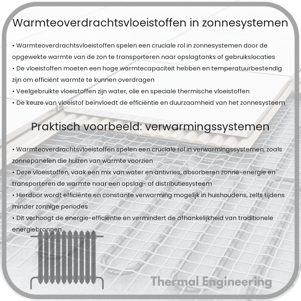 Warmteoverdrachtsvloeistoffen in zonnesystemen