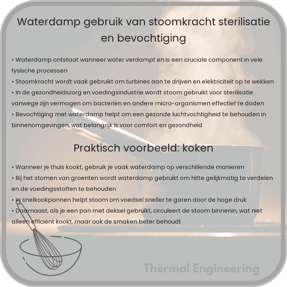 Waterdamp | Gebruik van Stoomkracht, Sterilisatie en Bevochtiging