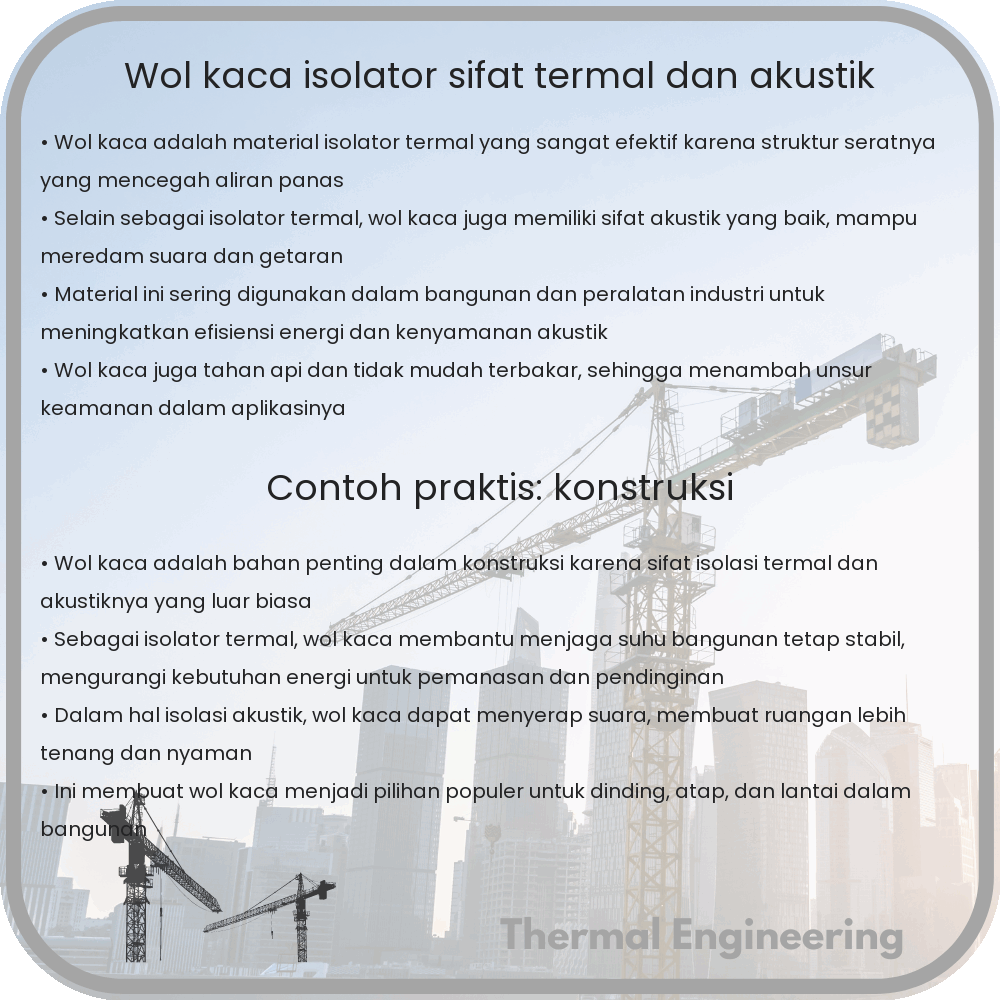 Wol Kaca | Isolator, Sifat Termal dan Akustik