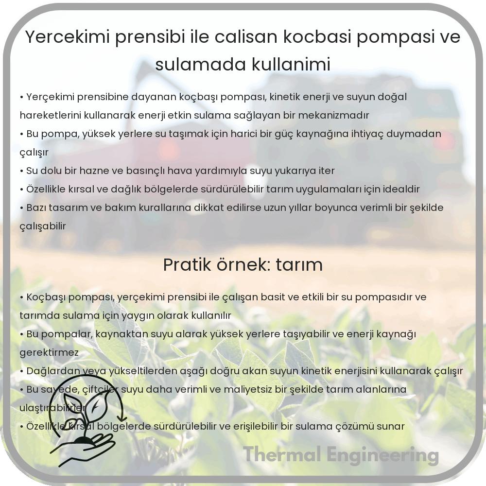Yerçekimi Prensibi ile Çalışan Koçbaşı Pompası ve Sulamada Kullanımı