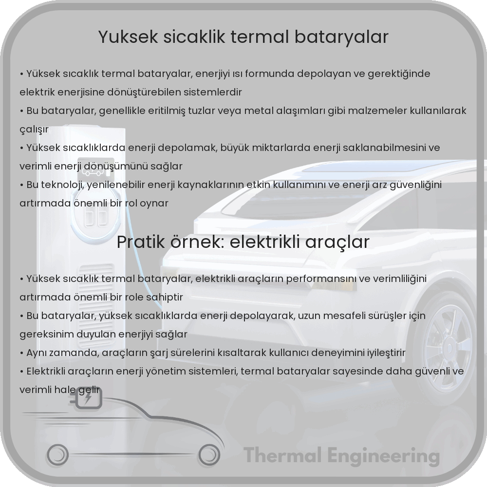 Yüksek Sıcaklık Termal Bataryalar